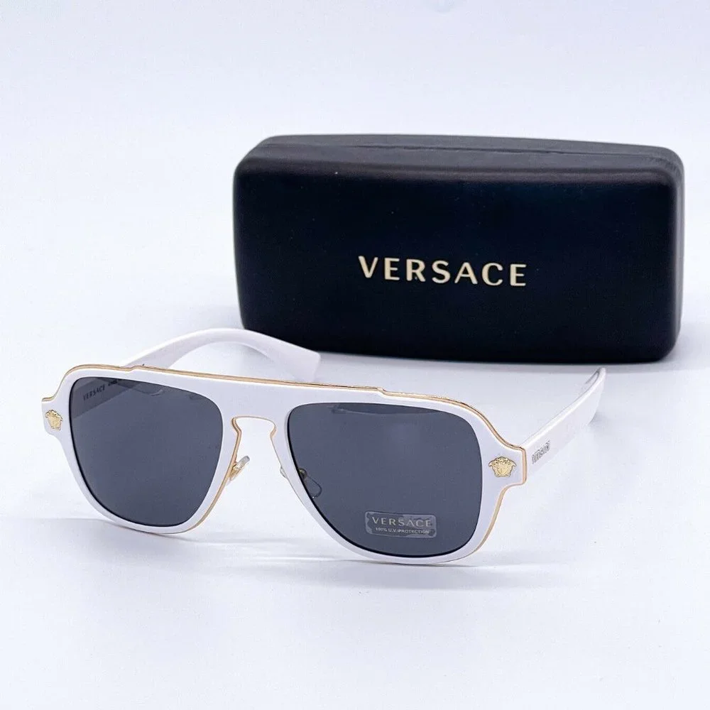 Sale Versace White 56mm Unisex Sunglasses